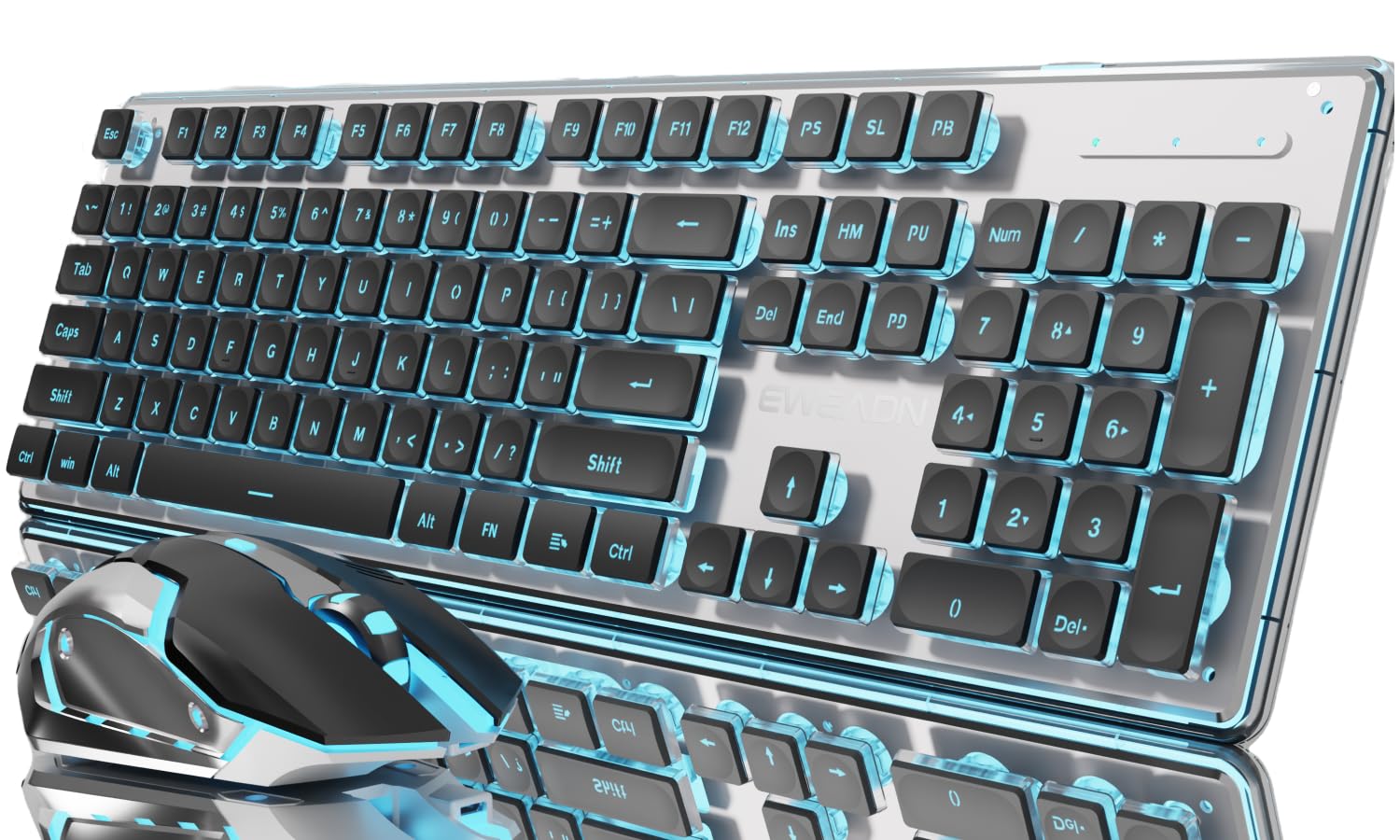 Eweadn V3 Wireless Keyboard And Mouse With Single Backlit, Metal Panel, Bluetooth/2.4G Rechargeable Computer Keyboard And Mouse